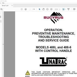 Cat BUCYRUS 488L and 488-6 WITH CONTROL HANDLE OPERATION, MAINTENANCE,TROUBLESHOOTING AND SERVICE GUIDE MANUAL - PDF DOWNLOAD