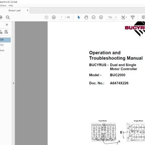 Cat BUCYRUS Dual and Single Motor Controller BUC2000 Operation and Troubleshooting Manual A6474X226  - PDF DOWNLOAD