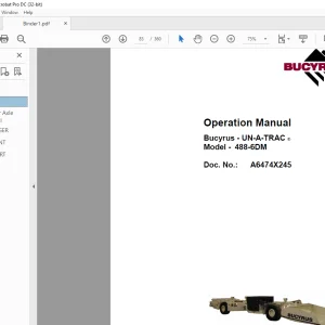 Cat Bucyrus 488L & 488-6 WITH CONTROL HANDLE Operation, Preventive Maintenance, Troubleshooting & Service Guide Manual A6474X235