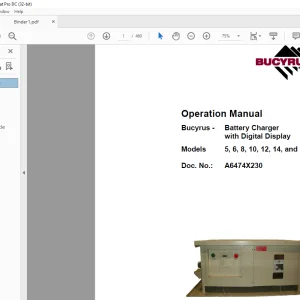Cat Bucyrus 5, 6, 8, 10, 12, 14, and 16 Battery Charger with Digital Display Operation Manual A6474X230