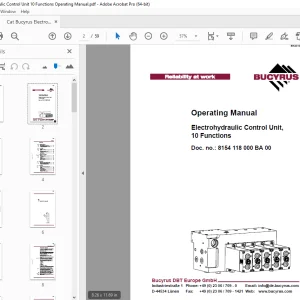 Cat Bucyrus Electrohydraulic Control Unit 10 Functions Operating Manual - PDF DOWNLOAD