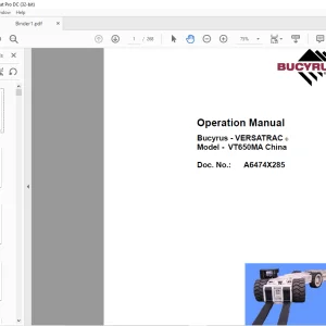 Cat Bucyrus Roof Support Carrier VT650MA China VERSATRAC Operation Manual A6474X285 - PDF DOWNLOAD