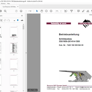 Cat Bucyrus Schildausbau 550 1650-2X1414-1500 Betriebsanleitung - PDF