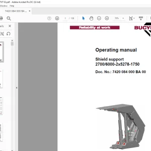 Cat Bucyrus Shield Support 2700 6000-2x5278-1750 Operating Manual (7420 084 000 BA) - PDF DOWNLOAD