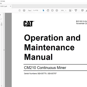 Cat CM210 Continuous Miner Operation & Maintenance Manual PDF