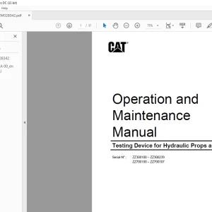Cat Testing Device for Hydraulic Props and Vents Operation and Maintenance Manual  - PDF
