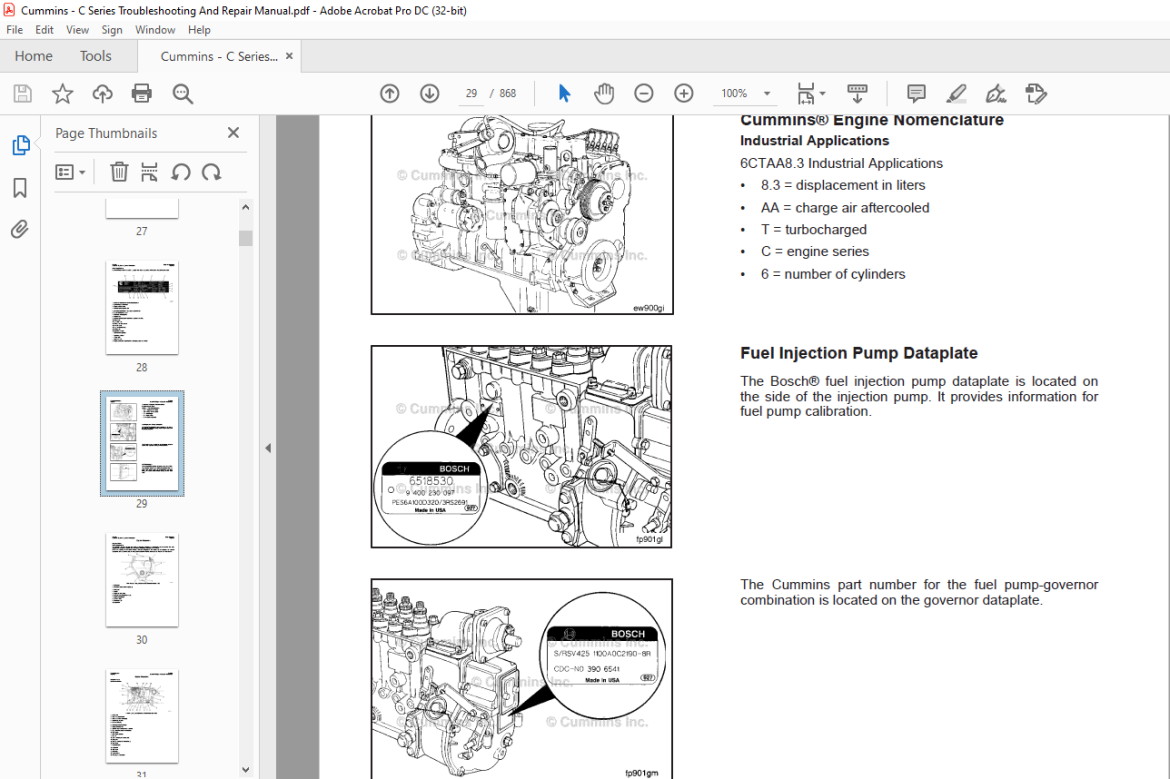 Cummins C Series Engines Troubleshooting And Repair Manual - Pdf 