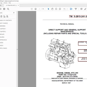 Cummins Engine NTC-290 Technical Manual 515501C94 - PDF DOWNLOAD