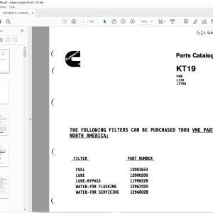 Cummins KT19 Parts Catalog Manual - PDF DOWNLOAD