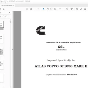 Cummins QSL 9 ATLAS COPCO ST1030 MARK II Parts Catalog Manual SN 46641008 - PDF DOWNLOAD