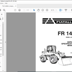 Faitallis FR140 Wheel Loader Service Specification Manual (75314894) - PDF DOWNLOAD