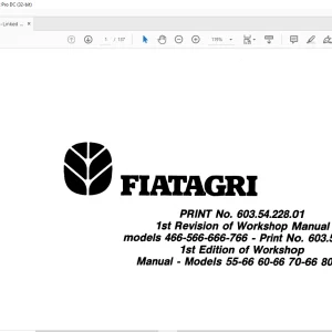 Fiat Trattori 466-566-666-766 Workshop Manual (603.54.228.01) - PDF DOWNLOAD