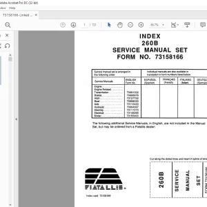 Fiatallis 260-B 262-B Tractor Scrapers & 261-B 263-B Elevating Tractor Scraper Transmission (Front) Service Manual - PDF DOWNLOAD