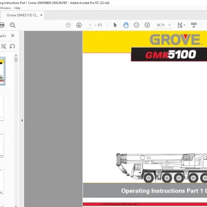 Grove Crane GMK 5100 Carrier & Superstructure Operating Instruction Manual SN 2084598 - PDF DOWNLOAD