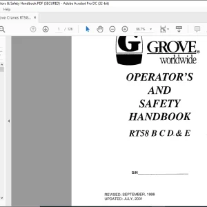 Grove Crane RT 58 B, C, D & E Operator's & Safety Handbook Manual - PDF DOWNLOAD