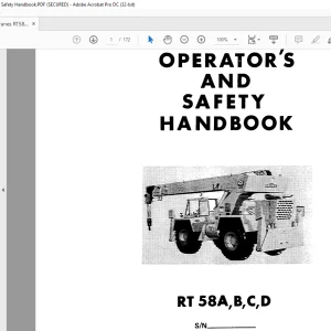 Grove Crane RT 58A, B, C, D Operator's & Safety Handbook Manual - PDF DOWNLOAD