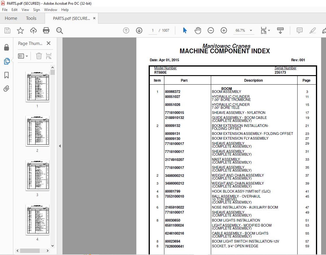 Grove Crane RT 880E Parts Catalog Manual SN 235173 - PDF DOWNLOAD ...