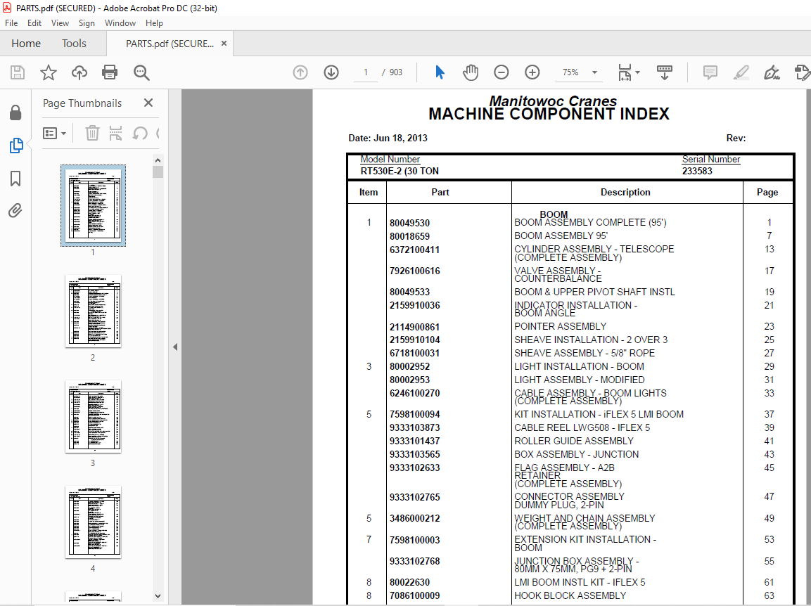 Grove Crane RT530E-2 (30 TON) Operator's Manual SN 233583 - PDF ...