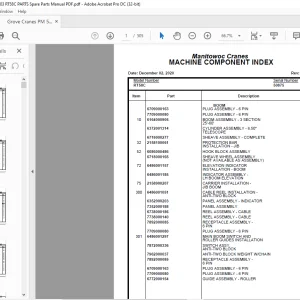 Grove Crane RT58C Parts Catalog Manual - PDF DOWNLOAD