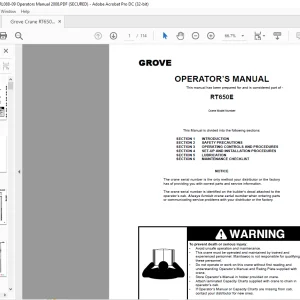 Grove Crane RT650E Operator's Manual 088-03 - PDF DOWNLOAD
