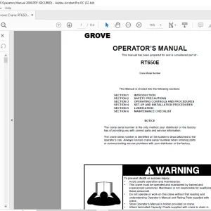 Grove Crane RT650E Operator's Manual 088-03 - PDF DOWNLOAD