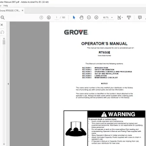Grove Crane RT650E Operator's Manual 124-00 - PDF DOWNLOAD