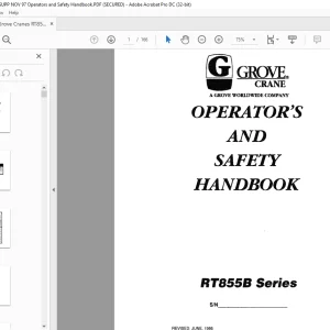 Grove Crane RT855B Series Operator's & Safety Handbook Manual - PDF DOWNLOAD