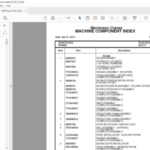 Grove Crane RT880E Parts Catalog Manual SN 235173 - PDF DOWNLOAD