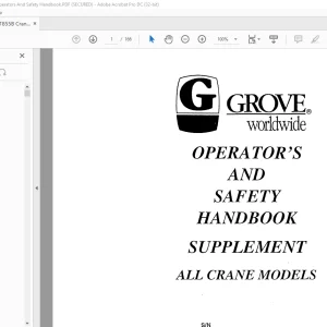 Grove RT855B Series Operator's & Safety Handbook Manual - PDF DOWNLOAD