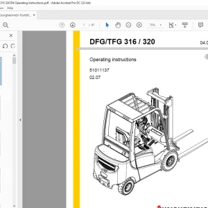 Jungheinrich Forklift DFG/TFG 316 / 320 Operating Manual 51011137 - PDF DOWNLOAD