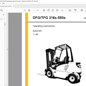 Jungheinrich Forklift DFG/TFG 316s-550s Operating Manual 52027261 - PDF