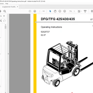 Jungheinrich Forklift DFG/TFG 425/430/435 Operating Manual - PDF