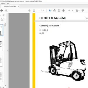 Jungheinrich Forklift DFG/TFG 540-550 Operating instructions Manual 51105319 - PDF