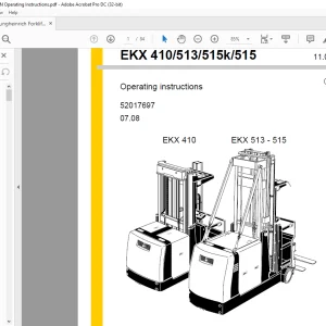 Jungheinrich Forklift EKX 410/513/515k/515 Operating instructions Manual 52017697  - PDF