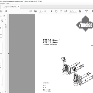Jungheinrich Forklift PTE 1.1 Li-Ion/PTE 1.5Li-Ion Operating Manual 51780448 - PDF