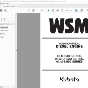 Kubota 03-M-E3B SERIES 03-M-DI-E3B SERIES 03-M-E3BG SERIES Diesel Engine Workshop Manual - PDF DOWNLOAD