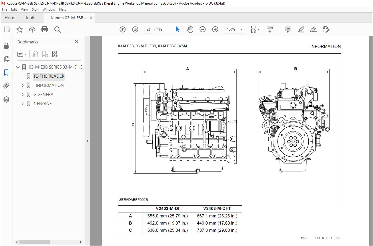 Kubota 03-M-E3B SERIES 03-M-DI-E3B SERIES 03-M-E3BG SERIES Diesel ...