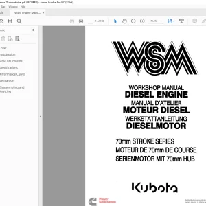 Kubota 70mm Stroke Series Diesel Engine Workshop Manual - PDF DOWNLOAD