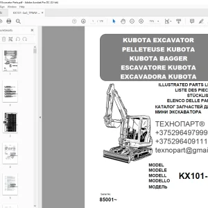 Kubota Excavator KX101-3α3 Illustrated Parts List Manual - PDF DOWNLOAD