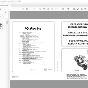 Kubota GR1600-II GR2100-II Riding Mower Operator's Manual - PDF DOWNLOAD