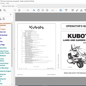 Kubota GR2020G GR2120 GR2120AU Lawn & Garden Tractor Operator's Manual - PDF DOWNLOAD
