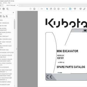 Kubota KX101 Mini Excavator Spare Parts Catalog Manual SN 55001-Up - PDF DOWNLOAD