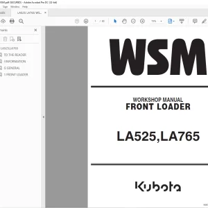Kubota LA525 LA765 Front Loader Workshop Manual - PDF DOWNLOAD