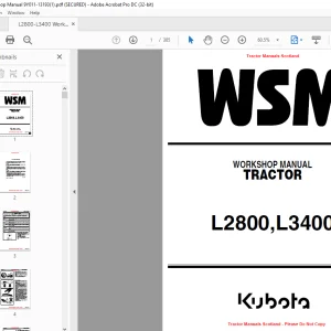 Kubota TRACTOR L2800,L3400 WORKSHOP MANUAL 9Y011-13193 - PDF DOWNLOAD