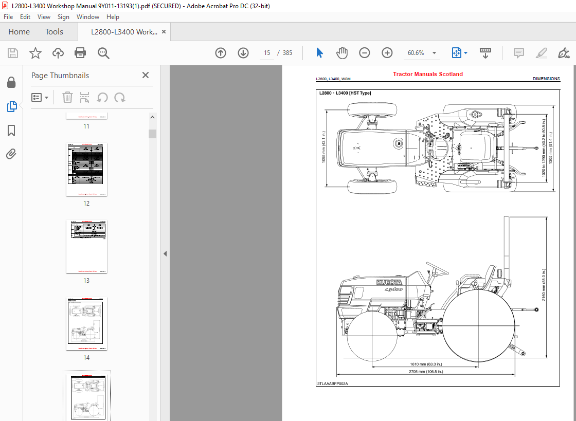 Kubota Tractor L2800l3400 Workshop Manual 9y011 13193 Pdf Download Heydownloads Manual 6264