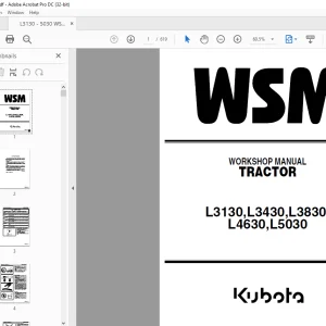 Kubota TRACTOR L3130 L3430 L3830 L4630 L5030 WORKSHOP MANUAL -  PDF DOWNLOAD