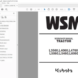 Kubota TRACTOR L3560 L4060 L4760 L5060 L5460 L6060 WORKSHOP MANUAL - PDF DOWNLOAD