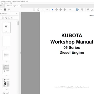 Kubota Tractor 05 Series Diesel Engine Workshop Manual 01090SL - PDF DOWNLOAD