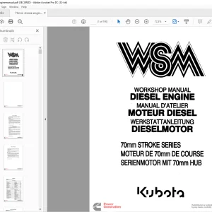 Kubota Tractor 70mm Stroke Series Diesel Engine Workshop Manual - PDF DOWNLOAD