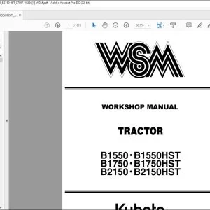 Kubota Tractor B1550•B1550HST B1750•B1750HST B2150•B2150HST Workshop Manual - PDF DOWNLOAD